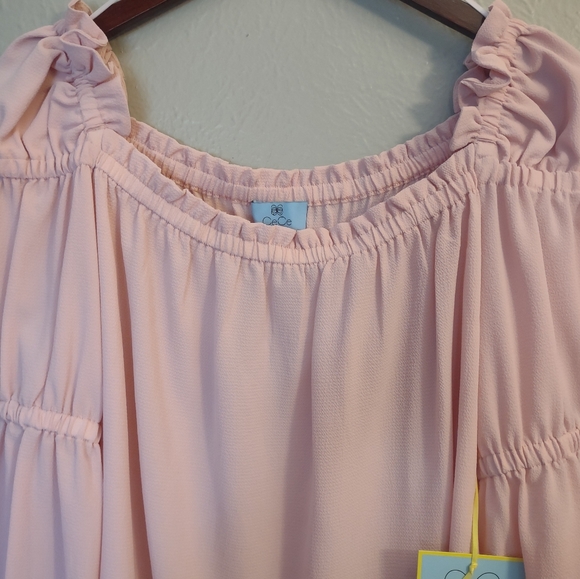 CeCe Women's Square Neck Ruffle Sleeve Blouse in Rosehip Pink - Picture 8 of 11